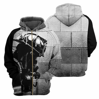 Black And White Firefighter - 3D All Over Printed Shirt Tshirt Hoodie Apparel