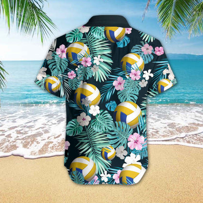 Volleyball Flower Tropical Jungle Design Hawaiian Shirt, Hwaiian For Gift