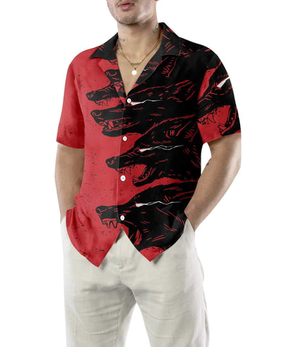 Scary Dangerous Black Wolf Hawaiian Shirt,Hawaiian Shirt Gift, Christmas Gift