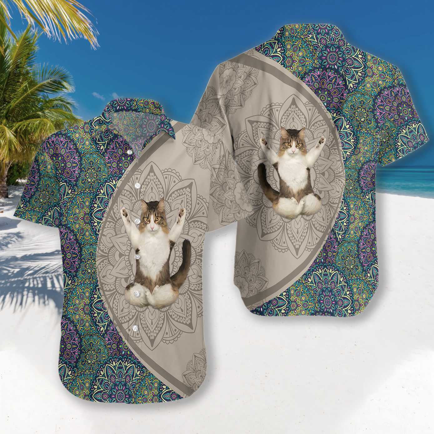 Cat Yoga Unique Flower Pattern Nice Design Hawaiian Shirt, Hawaiian Shirt Gift, Christmas Gift