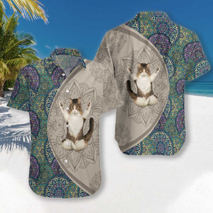 Cat Yoga Unique Flower Pattern Nice Design Hawaiian Shirt, Hawaiian Shirt Gift, Christmas Gift