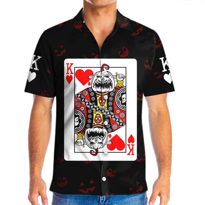 Nice Halloween Pumpkin King Card Hawaiian Shirt ,Hawaiian Shirt Gift, Christmas Gift