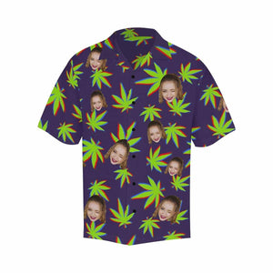 Custom Face Grass Men's All Over Print Hawaiian Shirt, Hawaiian Shirt Gift, Christmas Gift