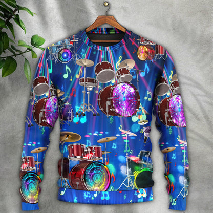 Drum Is My Life Light Neon Style Ugly Christmas Sweater, Christmas Gift, Gift Christmas 2024