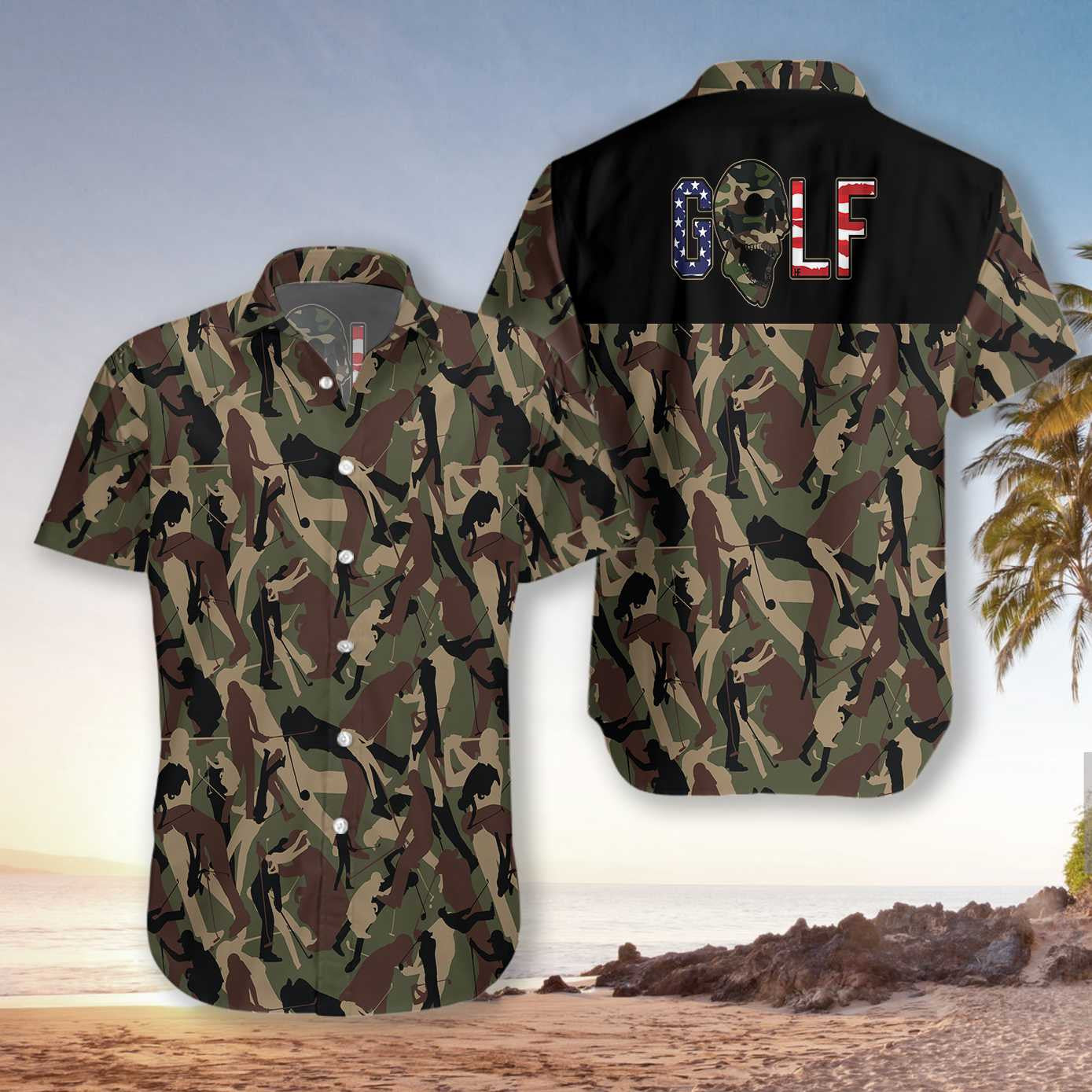 Golf Camouflage Seamless Pattern Fascinating Design Hawaiian Shirt,Hawaiian Shirt Gift, Christmas Gift