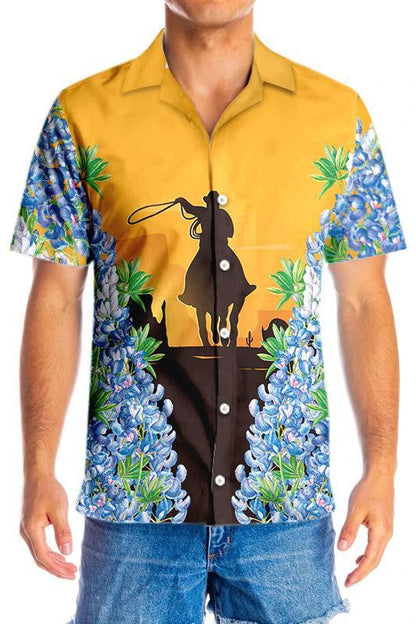 Flower Fence Texas Bluebonnets Rodeo Design Hawaiian Shirt,Hawaiian Shirt Gift, Christmas Gift