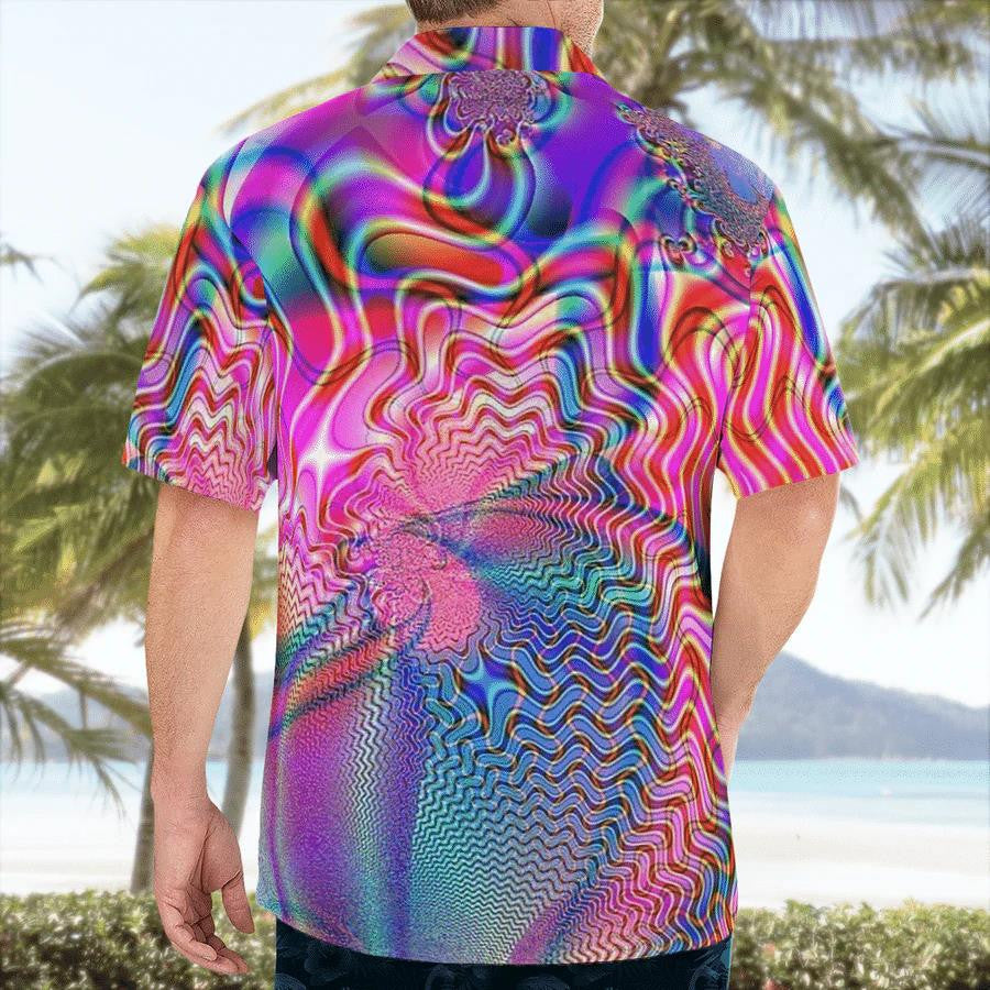 Colorful Psychedelic Illusion Pattern Hawaiian Shirt, Hawaiian For Gift