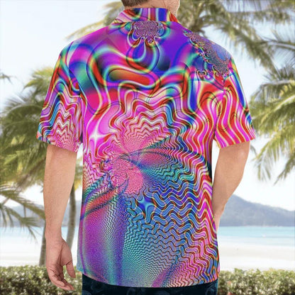Colorful Psychedelic Illusion Pattern Hawaiian Shirt, Hawaiian For Gift