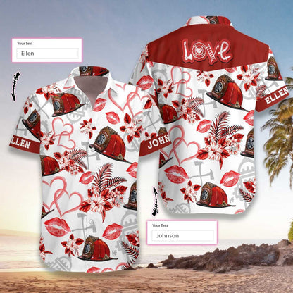 Grá Comhraiceoir Dóiteáin Vailintín Ainm Saincheaptha Léine Haváise, Haváís Le Bronntanas