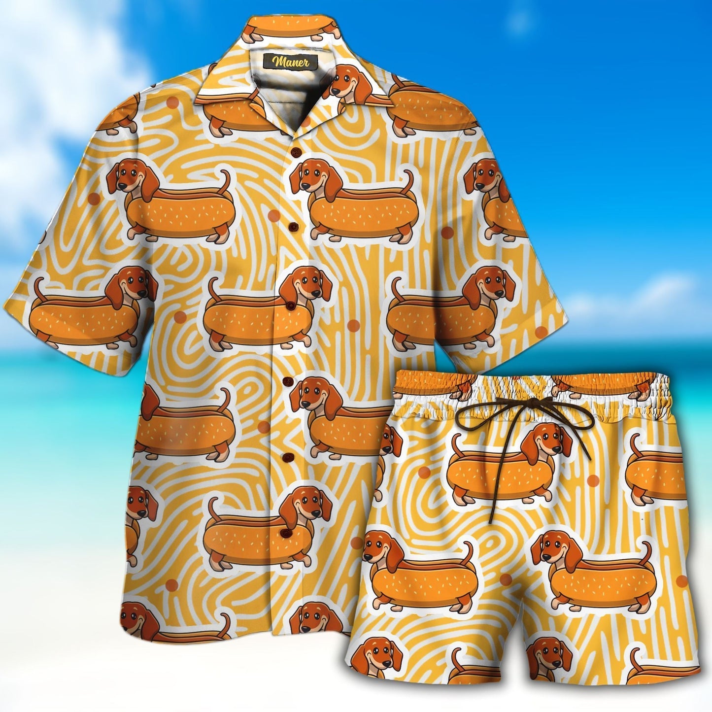 Madra Te Dachshund Léine Haváis Ornáideach Nice agus Gearr, Bronntanas Léine Haváíais, Bronntanas Nollag