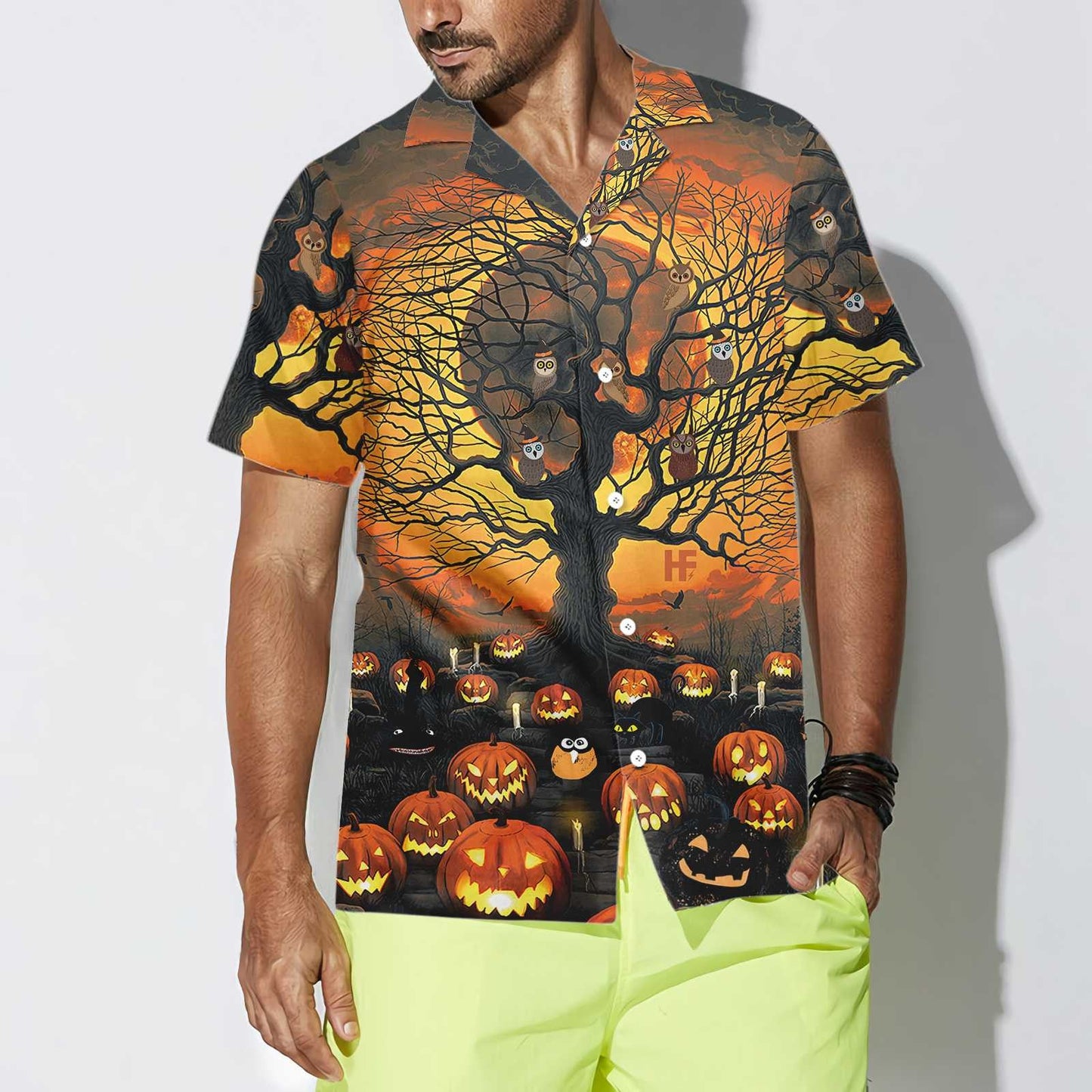 Pumpkin Night Eerie Silence Design Hawaiian Shirt,Hawaiian Shirt Gift, Christmas Gift