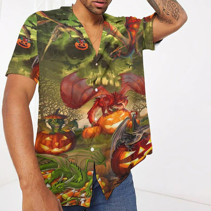 Spooky Dragon Halloween Hawaiian Shirt,Hawaiian Shirt Gift, Christmas Gift