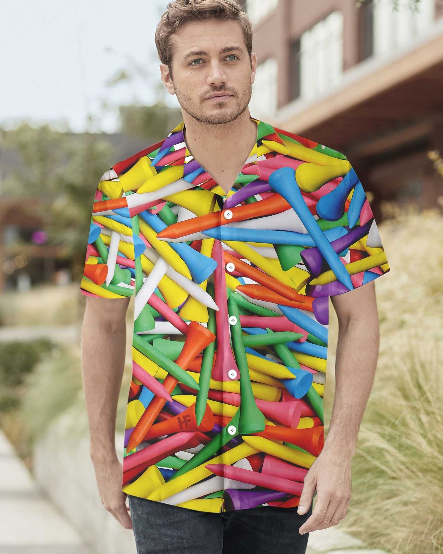 Teibí Nua-Aimseartha Dearadh Patrún Tí Gailf Colorful Léine Haváís, Bronntanas Léine Haváís, Bronntanas Nollag