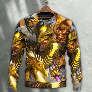 Dragon Gold Skull Lover Fight Art Style Ugly Christmas Sweater, Christmas Gift, Gift Christmas 2024