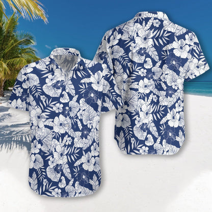 Bláth Bláth Meán Oíche Gorm Agus Bán Dearadh Léine Haváís, Bronntanas Léine Haváíais, Bronntanas Nollag