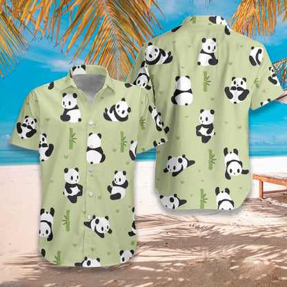 Panda Leaf Ar Mheánmhuir Dearadh Glas Léine Haváís, Bronntanas Léine Haváís, Bronntanas Nollag