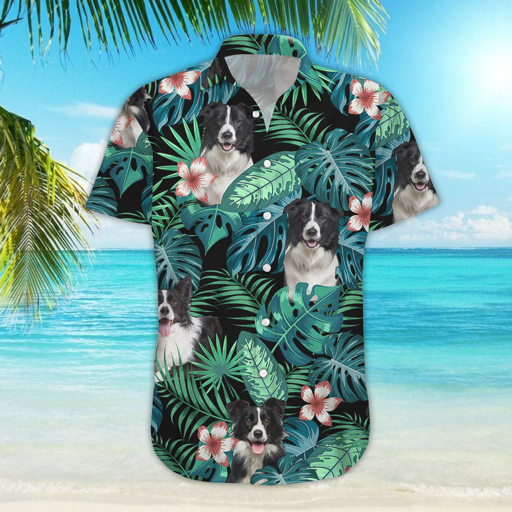Border Collie Hawaiian Shirt - Border Collie Green Tropical Hawaiian Shirt - Summer Gifts For Men,Hawaiian Shirt Gift, Christmas Gift