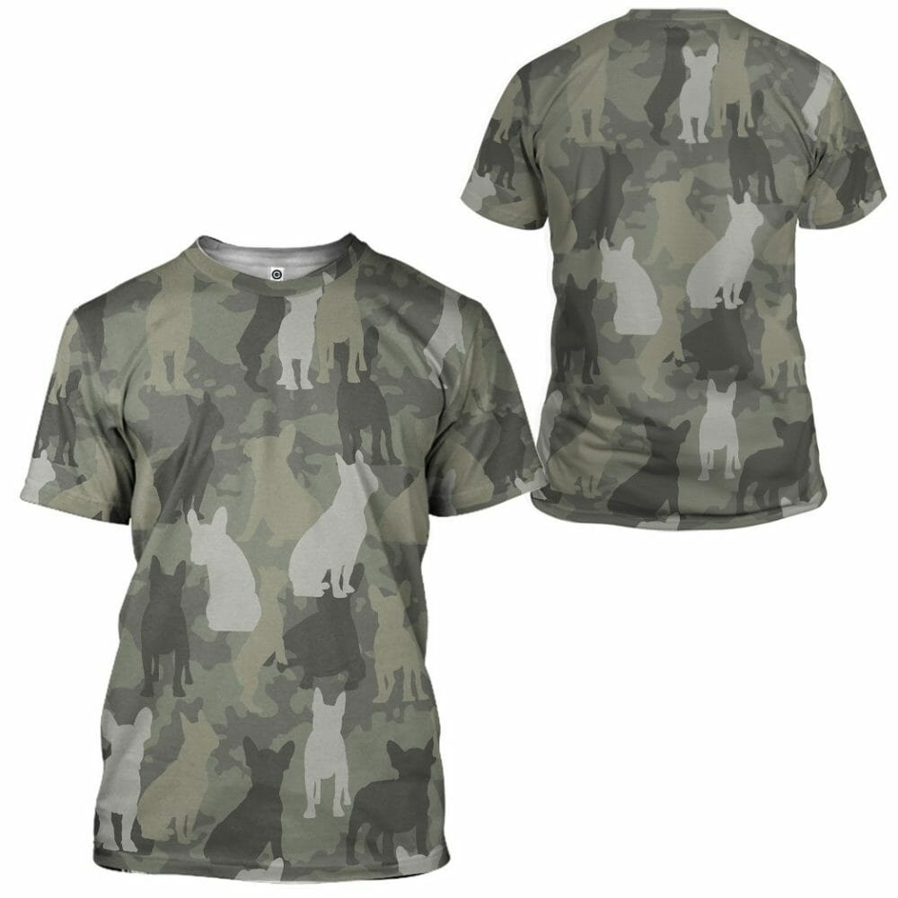 3D Fraincis Bulldog Camo Chustaim Tshirt Éadaí Hoodie