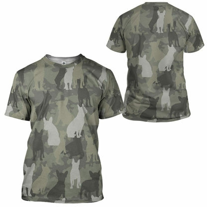 3D Fraincis Bulldog Camo Chustaim Tshirt Éadaí Hoodie