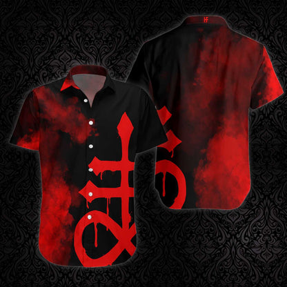 Levithan Satanic Gotach Gotach Téama Dubh Agus Dearg Léine Haváís, Bronntanas Léine Haváís, Bronntanas Nollag