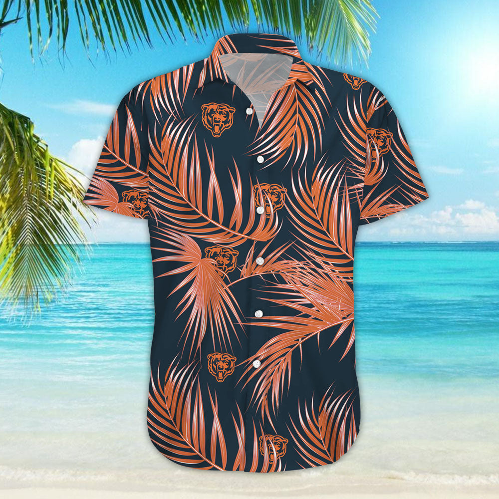 Chicago Bears Nfl Mens Haváís Aloha Button Up Léine Shorts Haváís Beach Short Muinchille_Haváíais Bronntanas Léine, Bronntanas Nollag