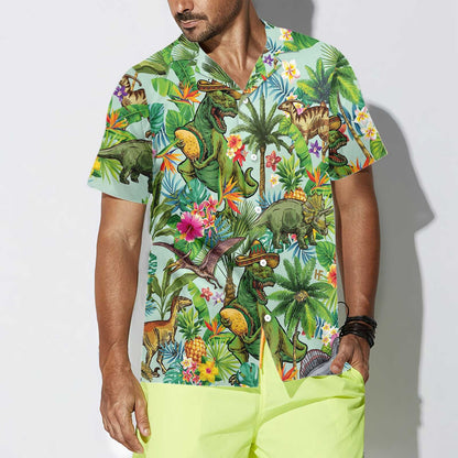 Prehistoric Creature Tropical Dinosaur Hawaiian Shirt,Hawaiian Shirt Gift, Christmas Gift