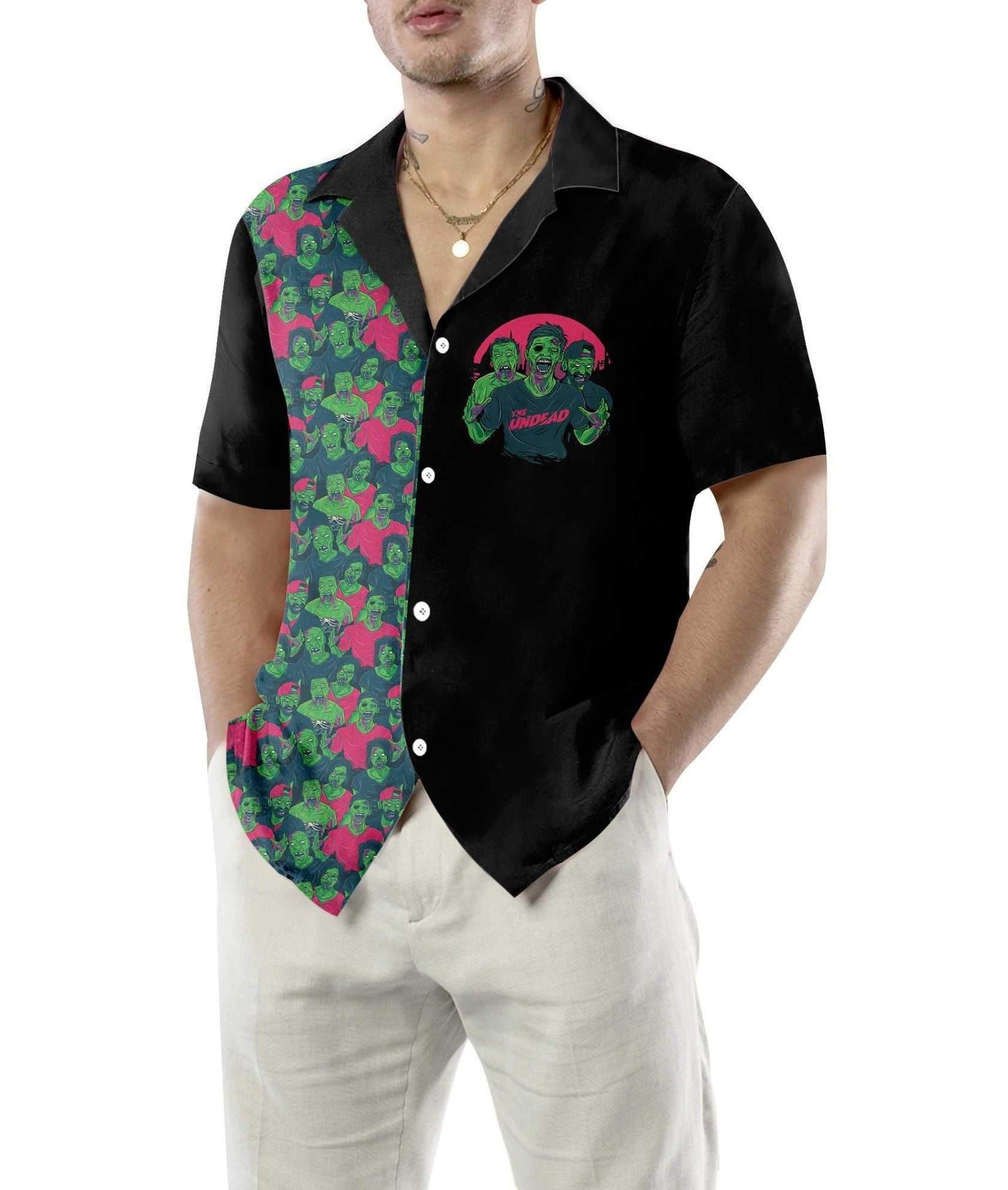 Cool Halloween Zombie Walking Out Design Hawaiian Shirt,Hawaiian Shirt Gift, Christmas Gift