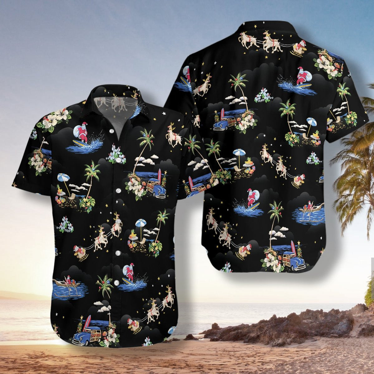 Nollaig Shona Daidí na Nollag Cúlra Gan uaim Dearadh Léine Haváís, Bronntanas Léine Haváís, Bronntanas Nollag