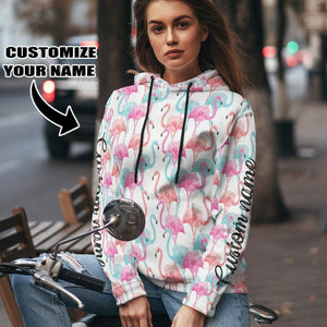 3D Flamingo Pink Blue Water Hoodie Custom Hoodies