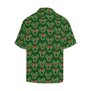 Green Background Cute Christmas Wreaths Hawaiian Shirt,Hawaiian Shirt Gift, Christmas Gift