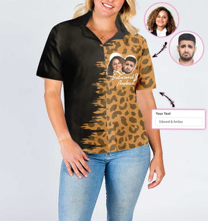 Riding Couples Leopard Skin Design Custom Photo Hawaiian Shirt, Hawaiian Shirt Gift, Christmas Gift