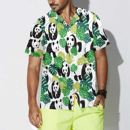 Pretty Animal World Panda Leaves Design Hawaiian Shirt,Hawaiian Shirt Gift, Christmas Gift