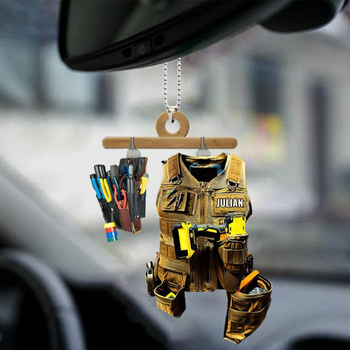 Custom Shaped Acrylic Car Hanging Ornament Electrician Tool Bag Ornament, Christmas Decoration