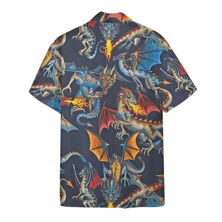 Impressive Fire Breathing Dragon Flying Design Hawaiian Shirt,Hawaiian Shirt Gift, Christmas Gift