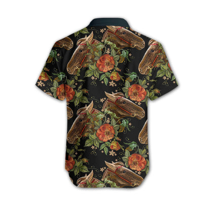 Horse Embroidery The Blooming Design Hawaiian Shirt, Hawaiian For Gift