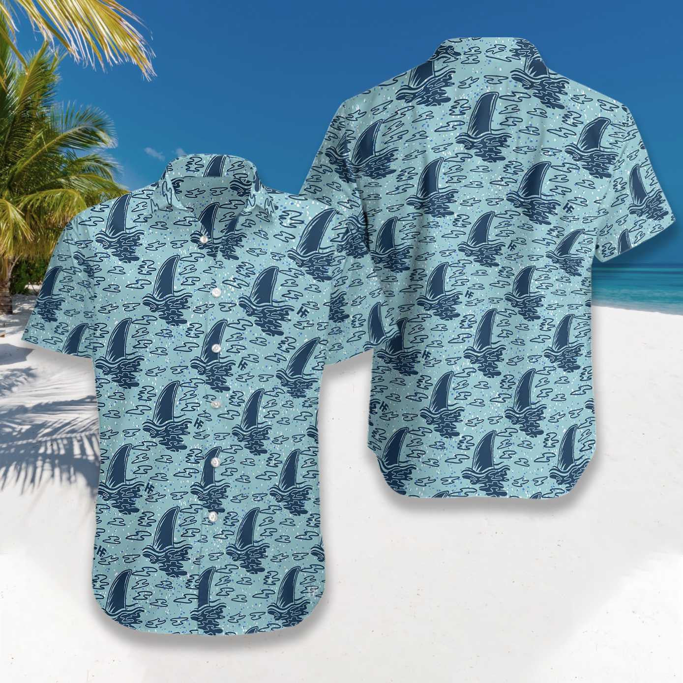 Shark Pattern In The Ocean Hawaiian Shirt,Hawaiian Shirt Gift, Christmas Gift