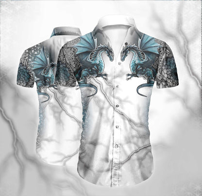 Dragon Tattoo 3D Polka Dot Pattern Hawaiian Shirt,Hawaiian Shirt Gift, Christmas Gift