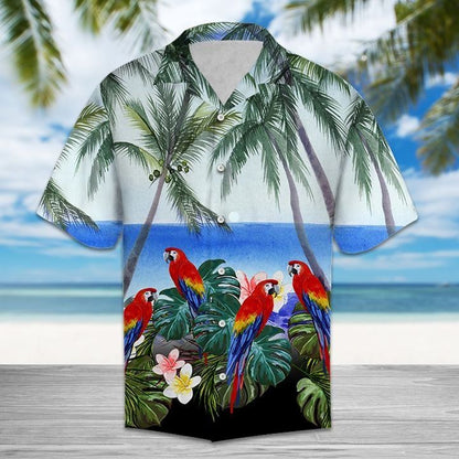 Beach Hawaii Parrot Hawaiian Shirt,Hawaiian Shirt Gift, Christmas Gift