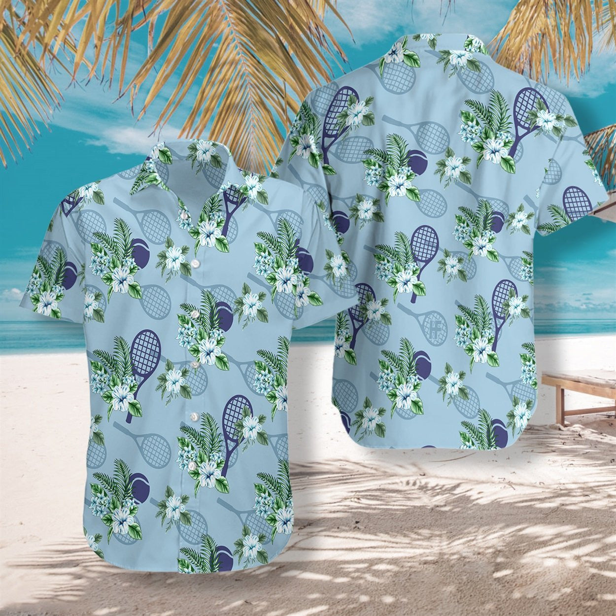 Leadóg Trópaiceach 5 Ar Chúlra Gorm Dearadh Léine Haváís, Bronntanas Léine Haváíais, Bronntanas Nollag