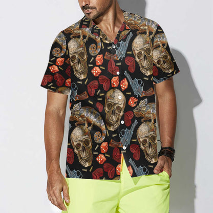 Skull Chameleon And Gun Hawaiian Shirt,Hawaiian Shirt Gift, Christmas Gift