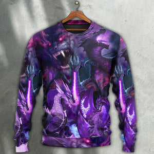 Dragon Dark Purple Lightning Art Style Ugly Christmas Sweater, Christmas Gift, Gift Christmas 2024