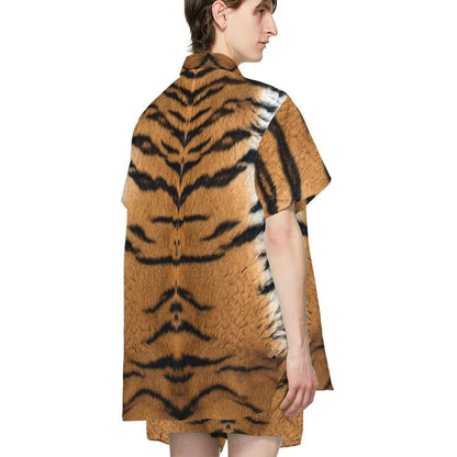 Dearadh Craiceann Tíogair Gearhumans Le Stripes Dubh Léine Haváís, Bronntanas Léine Haváís, Bronntanas Nollag