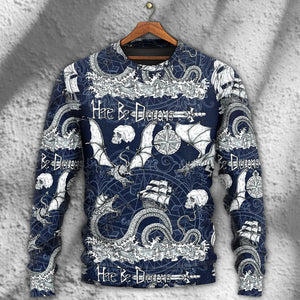 Dragon With Skull Old Ship Sea Life Ugly Christmas Sweater, Christmas Gift, Gift Christmas 2024