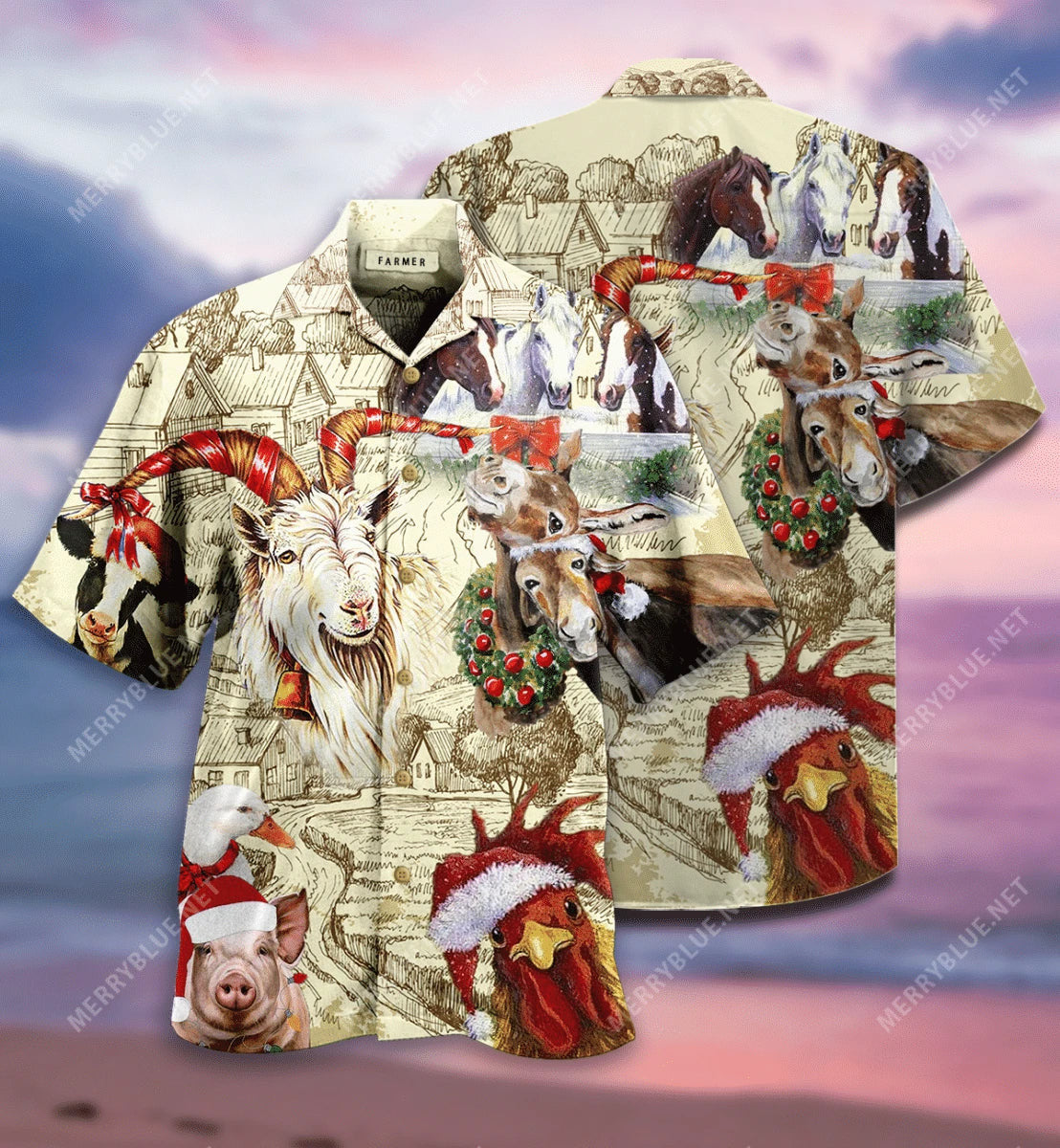 Christmas Begins On The Farm Design Hawaiian Shirt, Hawaiian For Gift