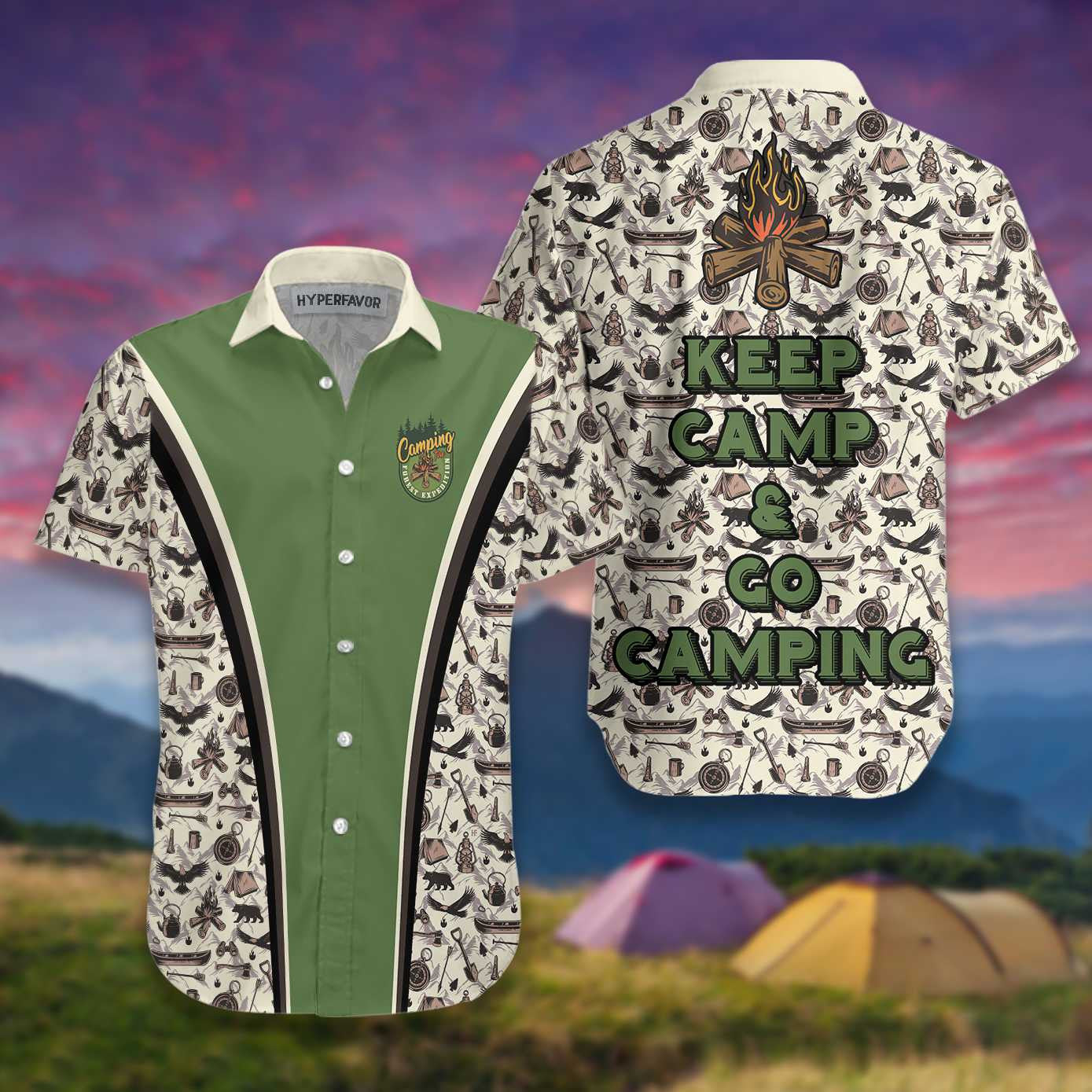 Keep Calm And Go Camping Hawaiian Shirt, Hawaiian Shirt Gift, Christmas Gift