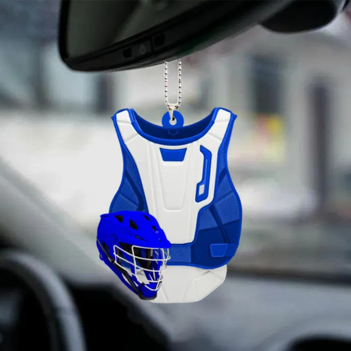 Personalized Lacrosse Uniform And Helmet Flat Acrylic Car Hanging Ornament, Gift for Lacrosse Players, Christmas Decoration