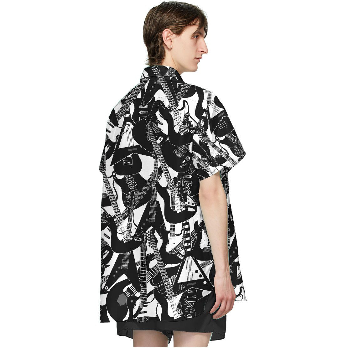 Electric Guitar Artistic Background Design Hawaiian Shirt,Hawaiian Shirt Gift, Christmas Gift