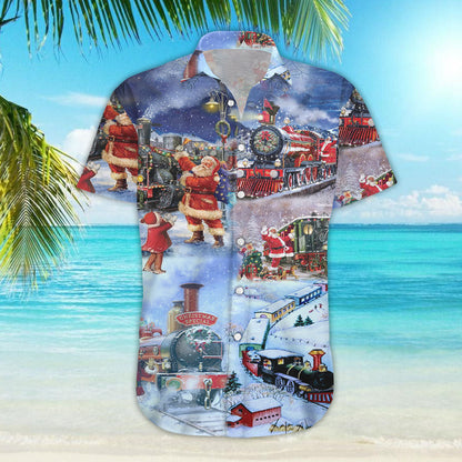 Buy Train To Christmas Hawaiian Shirt- Hawaiian Shirts -Hawaiian Shirt Gift, Christmas Gift