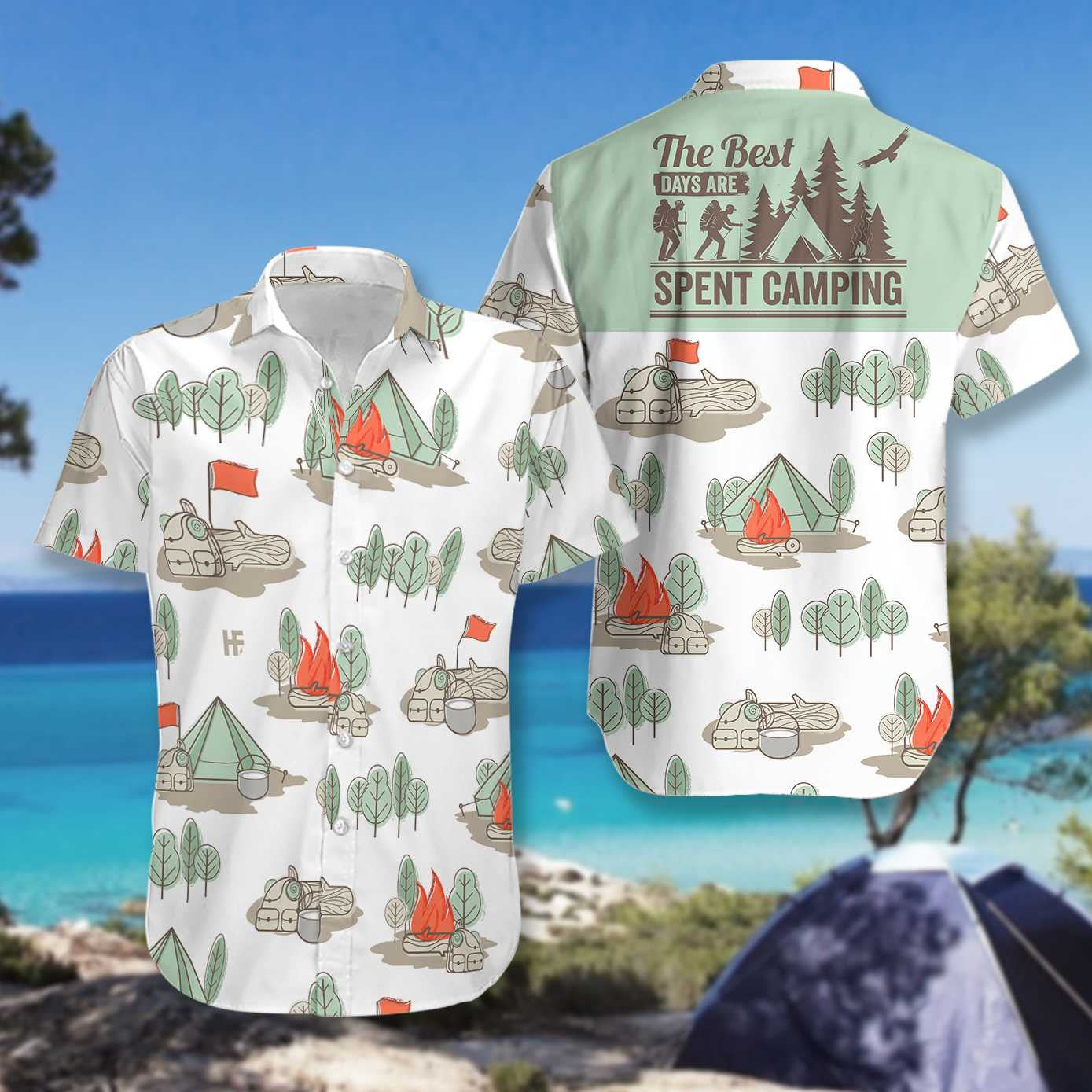 Cool The Best Days Are Spent Camping Hawaiian Shirt, Hawaiian Shirt Gift, Christmas Gift