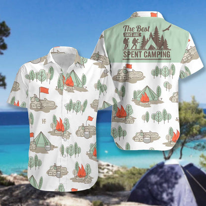 Cool The Best Days Are Spent Camping Hawaiian Shirt, Hawaiian Shirt Gift, Christmas Gift